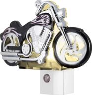 ge led motorcycle night light, plug-in, dusk-to-dawn sensor, auto on/off, energy-efficient, soft white, flames & chrome design, ideal for bedroom, playroom, bathroom, & more, black/silver, seo-enhanced 10904 логотип