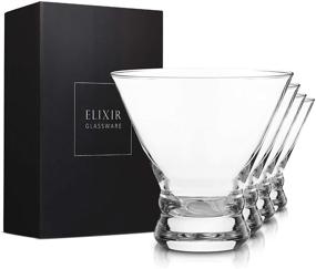 img 4 attached to Set of 4 Stemless Martini Glasses - Hand Blown Crystal Cocktail Glasses - Elegant Glasses for Bar, Martini, Cosmopolitan, Manhattan, Gimlet, Pisco Sour - Elixir Glassware - 9oz, Clear