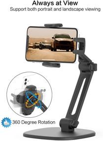 img 1 attached to 📱 Multi-Angle Adjustable Height Desk Phone Stand with Heavy Base, APPS2Car Universal Cell Phones Holder Table Mount for Office Kitchen, Video Calls, Movies, Compatible with iPhone and All Mobile Devices (Black)