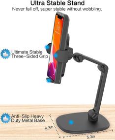 img 3 attached to 📱 Multi-Angle Adjustable Height Desk Phone Stand with Heavy Base, APPS2Car Universal Cell Phones Holder Table Mount for Office Kitchen, Video Calls, Movies, Compatible with iPhone and All Mobile Devices (Black)