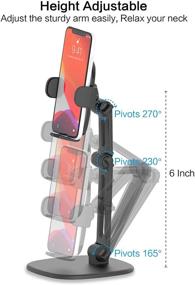 img 2 attached to 📱 Multi-Angle Adjustable Height Desk Phone Stand with Heavy Base, APPS2Car Universal Cell Phones Holder Table Mount for Office Kitchen, Video Calls, Movies, Compatible with iPhone and All Mobile Devices (Black)