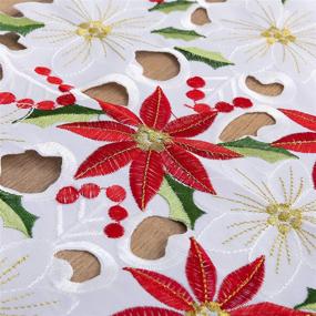 img 1 attached to 🎄 Christmas Flower Table Runner by Joiedomi: Embroidered Poinsettia and Holly Leaf Design for Festive Christmas Decorations