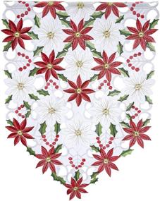 img 2 attached to 🎄 Christmas Flower Table Runner by Joiedomi: Embroidered Poinsettia and Holly Leaf Design for Festive Christmas Decorations