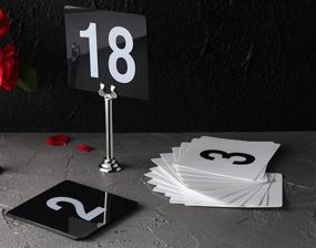 img 2 attached to 🔢 New Star Foodservice 23084 Double Sided Plastic Table Numbers, 4x4 Inch, Light Grey on Black