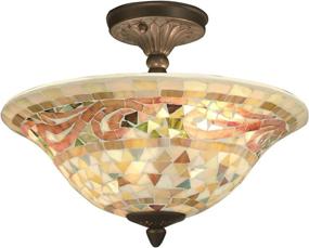 img 2 attached to Dale Tiffany 8780/3LTF Tiffany/Mica Flush Mount Series Collection, Antique Brass Finish, 13.25 inches
