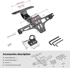 img 4 attached to 🏍️ Kemimoto Универсальный кронштейн для номерного знака мотоцикла зеленого цвета - Комплект под кузовом