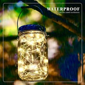 img 1 attached to 🌟 6 Pack Waterproof Solar Mason Jar Lid Lights with 30 LED Fairy Star Firefly Lights, 6 Hangers Included | Ideal for Mason Jar Decor, Patio Wedding Christmas Party Indoor/Outdoor Lighting (Warm White)