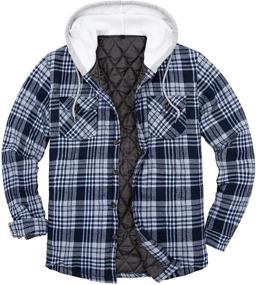 img 4 attached to 👕 Stay Comfortably Stylish with our Quilted Hooded Flannel Brushed Jackets for Men's Clothing in Shirts