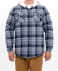 img 2 attached to 👕 Stay Comfortably Stylish with our Quilted Hooded Flannel Brushed Jackets for Men's Clothing in Shirts