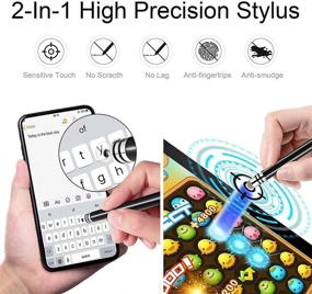 img 3 attached to 🖊 Premium Stainless-Steel Fine Tip Stylus Pen for Touch Screens - Modern Stylist Pen for iPad, iPhone, Tablet, Laptop, Android, Samsung, Kindle - Includes 7 Replacement Tips (Black/Blue)