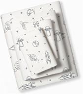 🚀 full size bed sheets set - makemake organics 4 piece organic cotton sheets, gots certified, non toxic, safe fitted, flat sheet, pillowcases, navy blue astronaut design, for kids (full) logo