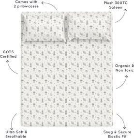 img 3 attached to 🚀 Full Size Bed Sheets Set - Makemake Organics 4 Piece Organic Cotton Sheets, GOTS Certified, Non Toxic, Safe Fitted, Flat Sheet, Pillowcases, Navy Blue Astronaut Design, for Kids (Full)