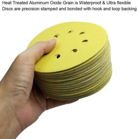 img 1 attached to 🪚 M-jump 100 Pcs 5-Inch 8-Hole 220 Grit Dustless Hook-and-Loop Sanding Discs: Perfect for Woodworking or Automotive Projects