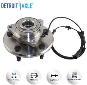 img 2 attached to 🔧 Detroit Axle - Сборочные узлы переднего ступичного подшипника с 5-шпильковым колесом для системы 4-х колесного ABS - улучшенная замена для Dodge Ram 1500 2006-2008