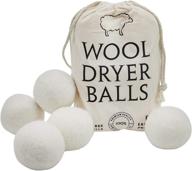 🐑 wool dryer balls xl 6 pack with cotton bag - reusable organic fabric softener substitute, reduce dry time for energy savings - 100% new zealand wool (2.76 inch diameter) logo