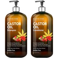 majestic pure castor oil shampoo and conditioner set: restorative, nourishing, sulfate-free, daily hair care for men and women - 16 fl oz each logo