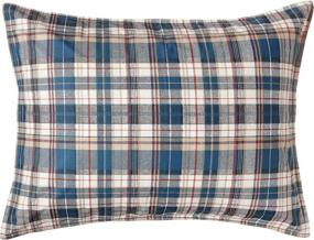 img 3 attached to 🛏️ Eddie Bauer Home Port Gamble Collection Plaid Comforter Set - Queen, Blue - Premium 100% Cotton Soft & Cozy Bedding with Matching Shams - 3-Piece, High-Quality