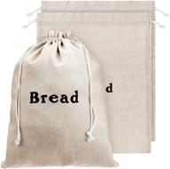 🍞 linen bread bags (3-pack) burlap reusable drawstring bread bags 12 x 15 inch unbleached loaves pastries bags handmade food storage for bakery baguette picnic wedding wrapping camping логотип