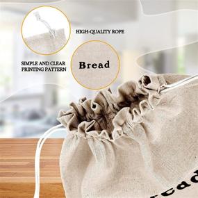 img 2 attached to 🍞 Linen Bread Bags (3-Pack) Burlap Reusable Drawstring Bread Bags 12 x 15 Inch Unbleached Loaves Pastries Bags Handmade Food Storage for Bakery Baguette Picnic Wedding Wrapping Camping