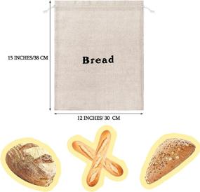 img 3 attached to 🍞 Linen Bread Bags (3-Pack) Burlap Reusable Drawstring Bread Bags 12 x 15 Inch Unbleached Loaves Pastries Bags Handmade Food Storage for Bakery Baguette Picnic Wedding Wrapping Camping