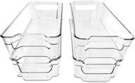 stackable pantry and refrigerator organizer bins for kitchen and cabinet storage - set of 4, clear, bpa free containers with handles - ideal for fridge and freezer storage logo