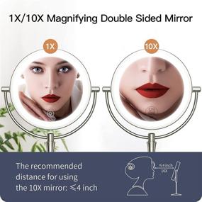 img 3 attached to 💄 Benbilry 8-inch LED Lighted Makeup Mirror with 3 Color Lighting Modes, 1X/10X Magnification, Rechargeable Dimmable Vanity Mirror, 54 LED Lights, Adjustable Brightness, Double-Sided Cordless Cosmetic Mirror