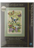 🦋 dimensions gold collection butterfly forest cross stitch kit - 14 count ivory aida fabric - 16'' x 10'' logo