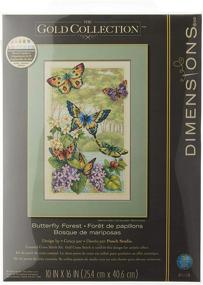 img 2 attached to 🦋 Dimensions Gold Collection Butterfly Forest Cross Stitch Kit - 14 Count Ivory Aida Fabric - 16'' x 10''