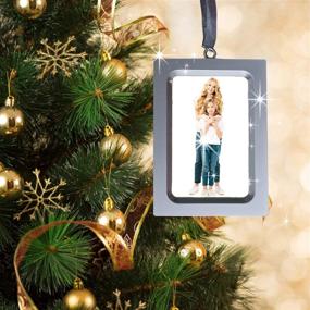 img 2 attached to 🖼️ Set of 4 Vertical Picture Frame Ornaments - Metallic Silver Design - Miniature Photo Frames for Christmas Tree - Holds 2x3-inch Photos