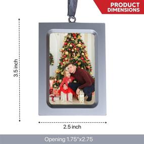img 3 attached to 🖼️ Set of 4 Vertical Picture Frame Ornaments - Metallic Silver Design - Miniature Photo Frames for Christmas Tree - Holds 2x3-inch Photos