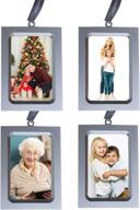🖼️ set of 4 vertical picture frame ornaments - metallic silver design - miniature photo frames for christmas tree - holds 2x3-inch photos логотип