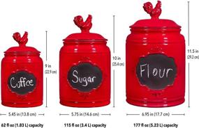 img 1 attached to 🐔 Farmhouse Kitchen Canisters Set of 3 with Rooster Lid - Premium Ceramic Jars for Food Storage - Airtight Antique Canister Set in Red with Chalkboard Labels