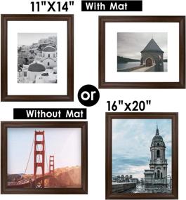 img 1 attached to 🖼️ Golden State Art 16x20 Brown Border Photo Frame - Elegant Ivory Mat for 11x14 Picture with Real Glass