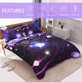 img 4 attached to 🌌 DECMAY 3D Twin Purple Blue Space Comforter Set - Universe Bedding for Kids, with Blue Starry Sky Duvet, Pillow Cover - Super Soft Bedroom Decor for Girls and Boys (1 Comforter & 2 Pillow Shams)