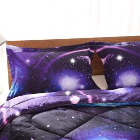 img 2 attached to 🌌 DECMAY 3D Twin Purple Blue Space Comforter Set - Universe Bedding for Kids, with Blue Starry Sky Duvet, Pillow Cover - Super Soft Bedroom Decor for Girls and Boys (1 Comforter & 2 Pillow Shams)