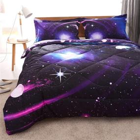 img 3 attached to 🌌 DECMAY 3D Twin Purple Blue Space Comforter Set - Universe Bedding for Kids, with Blue Starry Sky Duvet, Pillow Cover - Super Soft Bedroom Decor for Girls and Boys (1 Comforter & 2 Pillow Shams)