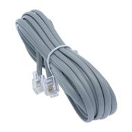corpco 25ft reverse wired telephone line cord - heavy duty rj11/rj14 silver satin 4 conductor logo