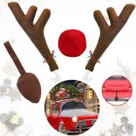 ankuka car reindeer antlers & nose decorations for christmas, window roof-top & front grille rudolf reindeer jingle bell costume auto accessories логотип