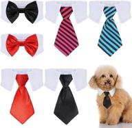 formal pet bowtie collar set - 6 pieces adjustable dog 🐶 wedding attire, striped necktie, tuxedo bow tie costume for small dogs and cats логотип