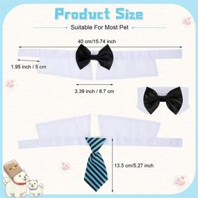 img 3 attached to Formal Pet Bowtie Collar Set - 6 Pieces Adjustable Dog 🐶 Wedding Attire, Striped Necktie, Tuxedo Bow Tie Costume for Small Dogs and Cats