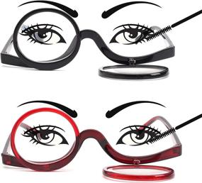 img 3 attached to 🔍 Round Magnifying Flip Down Cosmetic Readers for Women - JM 2 Pairs Makeup Reading Glasses