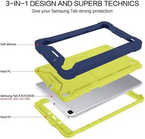 img 2 attached to 🌟 BENTOBEN Galaxy Tab A 8.0 Case 2019 Model SM-T290/T295, Shockproof Kickstand Rugged Hybrid Protective Kids Tablet Case for Galaxy Tab A 8inch 2019 - Yellow/Navy Blue