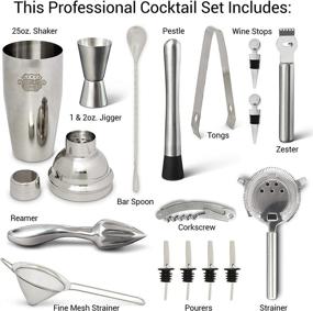 img 2 attached to 🍹 G2S Bartender Kit and Cocktail Shaker Set - 17 Piece Stainless Steel Bar Accessories with Bamboo Stand for Mixology and Drink Mixing (Black)