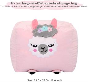 img 2 attached to 🦙 CHENER Pink Llama Stuffed Animal Storage Bean Bag Chair Cover for Kids - Organize Children's Plush Toys, Stuffies Holder - Soft Velvet Fabric, Machine Washable Cover, No Fillers Included
