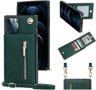 📱 kihuwey iphone xr crossbody wallet case, 4 card slots, wrist strap, kickstand, shoulder cross body zipper pocket cover case 6.1 inch (green) logo