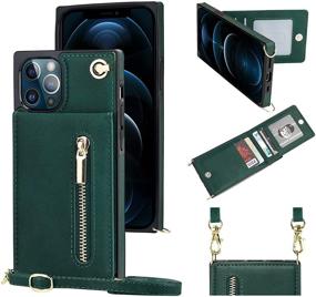 img 4 attached to 📱 KIHUWEY iPhone XR Crossbody Wallet Case, 4 Card Slots, Wrist Strap, Kickstand, Shoulder Cross Body Zipper Pocket Cover Case 6.1 Inch (Green)