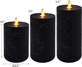 img 3 attached to 🕯️ Spooky Glow for Halloween: Set of 3 Flameless Candles - LED Flickering Lights, Smooth Wax, Timer, & Remote Control (Black)