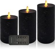 🕯️ spooky glow for halloween: set of 3 flameless candles - led flickering lights, smooth wax, timer, & remote control (black) логотип