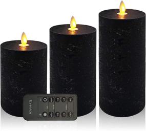 img 4 attached to 🕯️ Spooky Glow for Halloween: Set of 3 Flameless Candles - LED Flickering Lights, Smooth Wax, Timer, & Remote Control (Black)