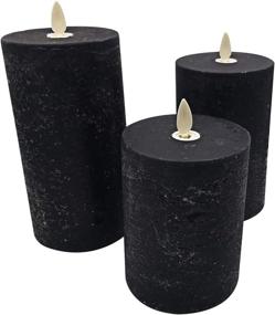 img 1 attached to 🕯️ Spooky Glow for Halloween: Set of 3 Flameless Candles - LED Flickering Lights, Smooth Wax, Timer, & Remote Control (Black)